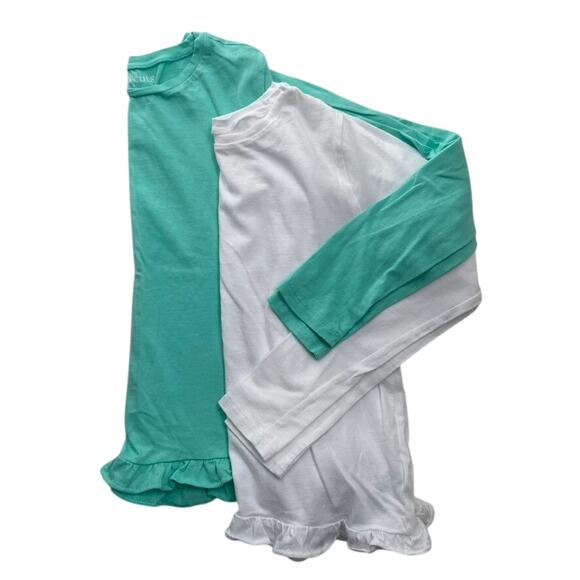 Crewcuts Ruffle Hem Long Sleeve Tee Bundle - White, Mint Green - L 10-11 - Picture 1 of 7